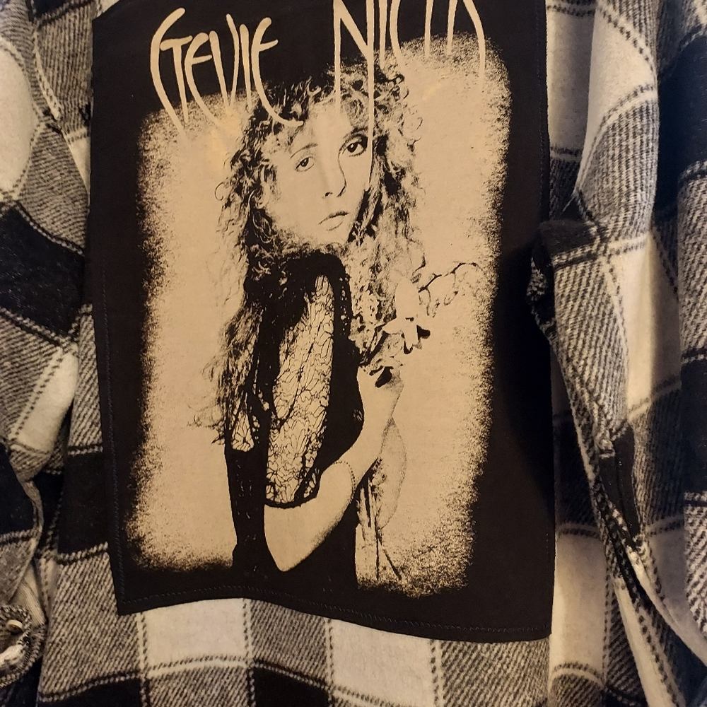 STEVIE NICKS GRAPHIC UPCYCLED FLANNEL SZ XL WOMENS